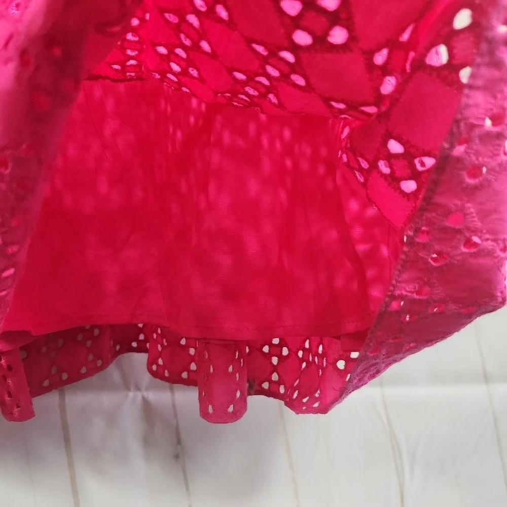 Tuckernuck Hyacinth House Pink Eyelet Midi Dress Ruffle Hem Preppy S - Picture 11 of 15